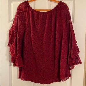 Red lace blouse